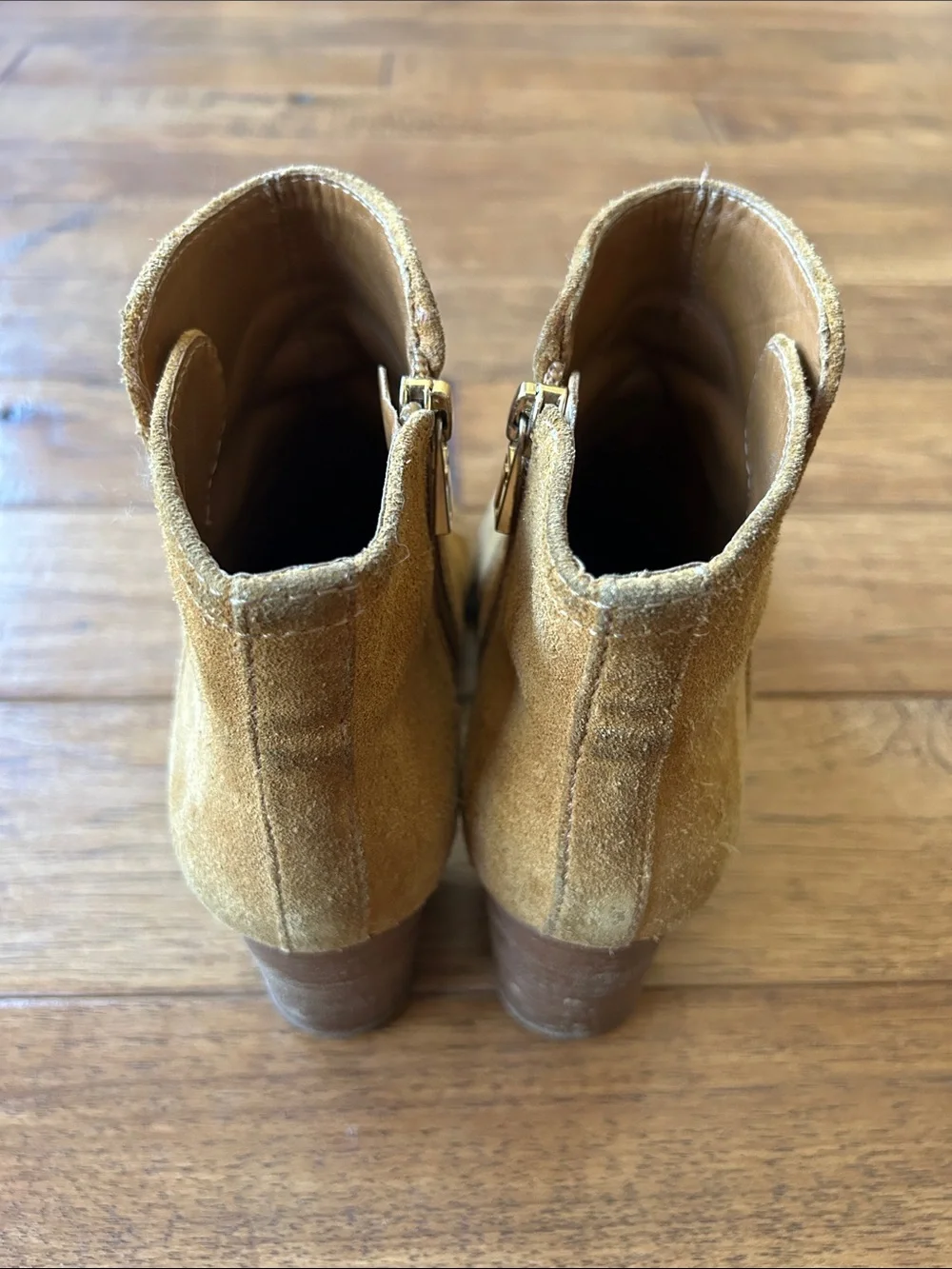 Tory Burch Suede Leather Ankle Boots Booties Camel Tan Size 7.5